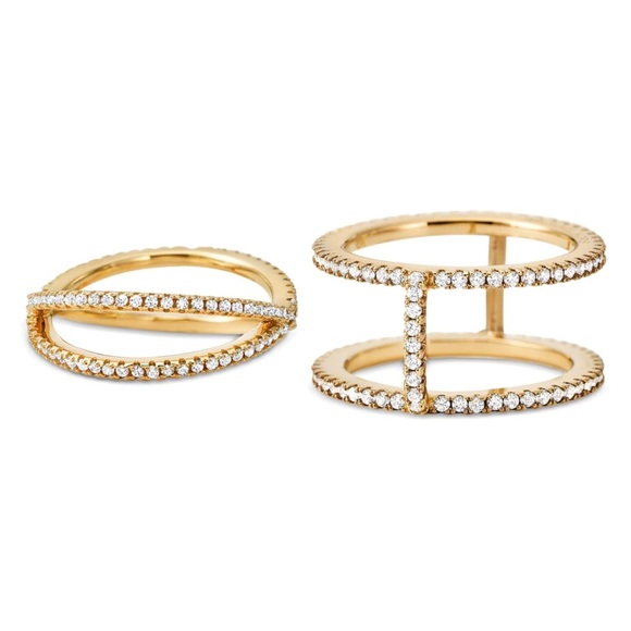 Michael Kors - 14K Gold-plated Sterling Silver Pavé Nesting Ring Jacket (6) - Picture 5 of 6